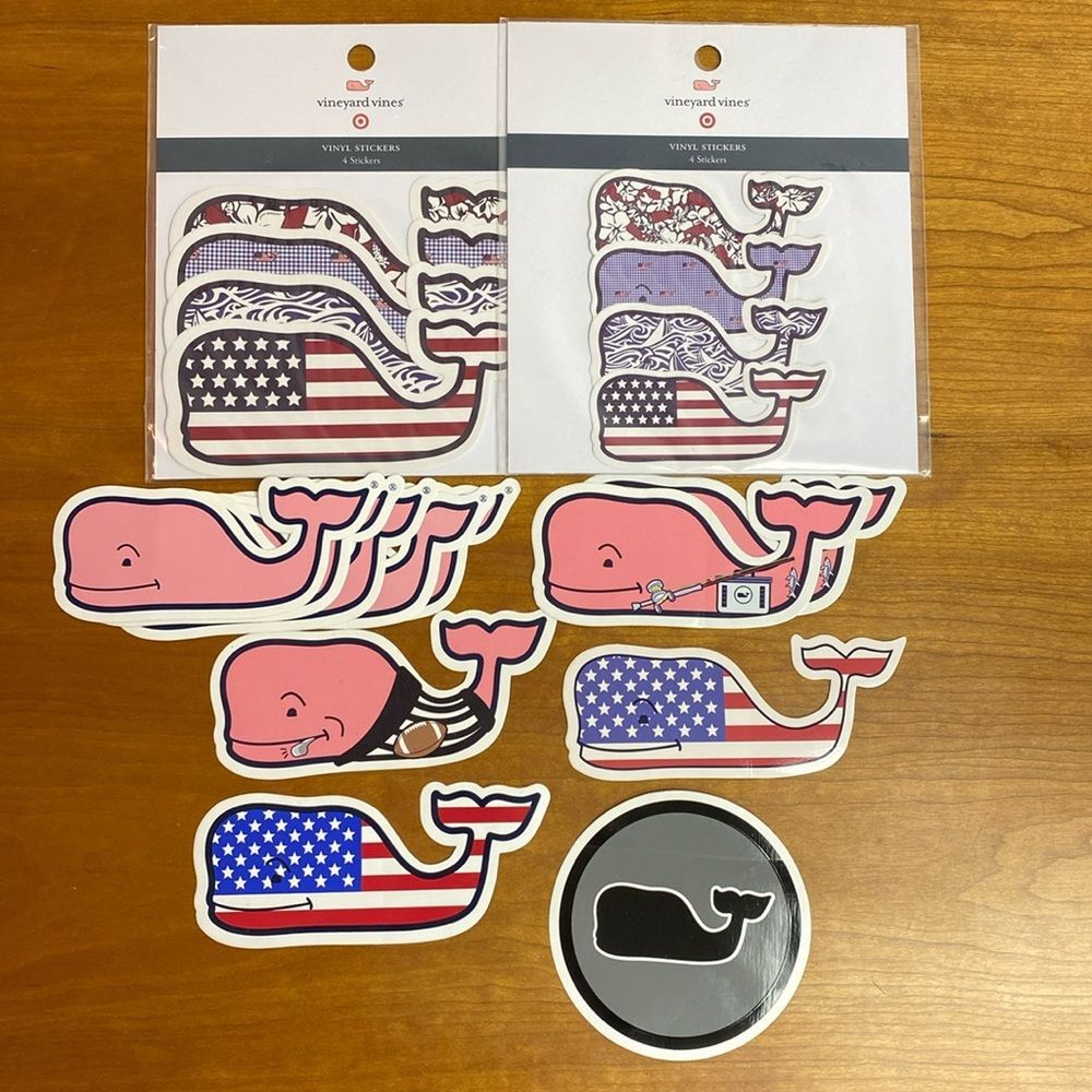 Vineyard Vines Assorted Whale Stickers - 19 Total